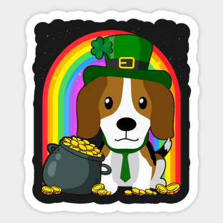 Beagle Rainbow Irish Clover St Patrick Day Dog Gift graphic Sticker